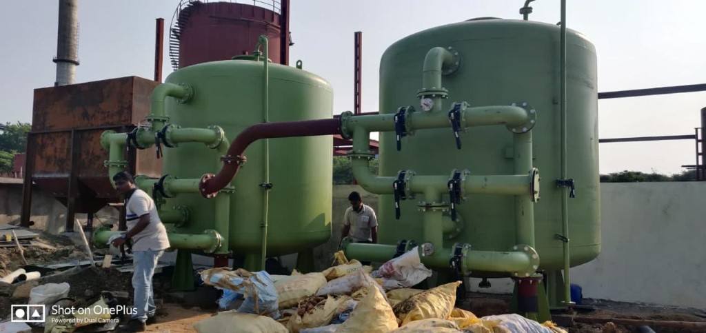 Water treatment plant tank installation